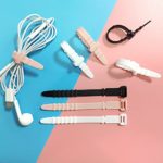 Silicone Zip Ties, Reusable Zip Ties, 20pcs Rubber Cable Ties Straps for Wire Management, Elastic Cable Organizer for Home Office Table Desk. 4.5” Cord Ties in White, Black, Pink, Purple and Blue