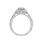 Amazon Collection Platinum-Plated Sterling Silver Round-Cut Halo Ring made with Infinite Elements Cubic Zirconia, Size 6