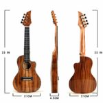 Deviser Concert Ukulele 23inch Cutaway Thin Body Travel Ukelele kit Solid KOA Top KOA Back & Side Carbon nylon Strings With Gig Bag & Tuner & Strap & Polishing Cloth …