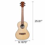 Kala Solid Spruce Travel Tenor Ukulele with Gig Bag Bundle includes Kala Tuner and Lumintrail Polishing Cloth