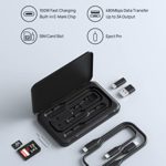 USB Cable Card, JSAUX USB Travel Gadgets Storage Contains USB-C to Lightning Cables/USB C to USB C Cable/Type C to USB Charger Cable Adapter Compatible with iPhone/iPad/Samsung and Other USB-C Devices