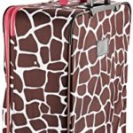 Rockland Vara Softside 3-Piece Upright Luggage Set, Pink Giraffe, (20/22/28)