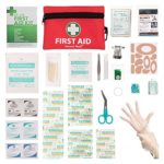 Mini First Aid Kit, 110 Pieces Small First Aid Kit – Includes Emergency Foil Blanket, CPR Respirator, Scissors for Travel, Home, Office, Vehicle, Camping, Workplace & Outdoor (Red)