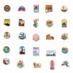 50Pcs Travel Stickers Decal, Waterproof Vinyl Stickers Pack for Luggage, Laptop, Scrapbook, Skateboard, Water Bottle, Bumper, Phone, Vintage Stickers