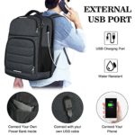 Laptop Backpack 17.3 Inch TSA Friendly Travel Backpack for Men Women Waterproof Work College Business Bag with USB Charging Port Anti Theft Large Computer Carry On Backpack, Black