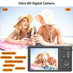 Digital Camera 4K 48MP Vlogging Camera with 16X Digital Zoom and Auto Focus,2.8 IPS inch Screen Compact Camera with 2 Batteries for Teens, Students,Adults (Included 32G SD Card)