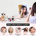 WEILY Portable Travel Makeup Mirror with 72 LED Lights, Touch Screen Three Colors Dimmable Lighted Makeup Mirror, 2000 mAh USB Rechargeable Lighted Vanity Mirror,Compact Foldable Travel Mirror