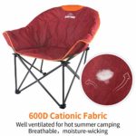 OUTDOOR LIVING SUNTIME Leisure Moon Folding Camping Saucer Chair, Oversize Padded Portable Stable Comfortable Folding Sofa Chair for Camping, Hiking, Carry Bag(Red)