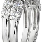 Amazon Collection Platinum-Plated Sterling Silver Infinite Elements Cubic Zirconia Round Cut Ring Set, Size 7