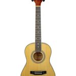 Vault Traveller 1/2-Size [36-Inch] Dreadnought Acoustic Guitar – Natural Bundle with Gig Bag, Clip-on Tuner, Strap, Strings, String Winder, Austin Bazaar Instructional DVD, Picks, and Polishing Cloth