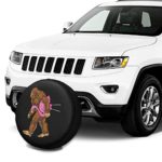 Bigfoot Carrying Lawn Flamingo Spare Tire Cover – Waterproof Universal Spare Wheel Tire Cover – for Trailer, Camper, SUV 14-17 Inch