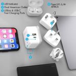 Ceptics International Power Plug Adapter Travel Set, 20W PD & QC, Safe Dual USB & USB-C 3.1A – 2 USA Outlet – Compact – Use Europe, Asia, Africa In Worldwide – Includes 13 Type SWadAPt Attachments