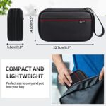 FYY Electronic Organizer, [Cowhide Genuine Leather] Travel Cable Organizer Bag Pouch Electronic Accessories Carry Case Portable Double Layers Storage Bag for Cable, Charger, Phone, Hard Drive, Black