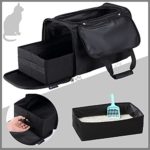 Portable Cat Litter Box Black,2In 1 Travel Litter Box,Cat Litter Box for Travel,Foldable Cat Travel Litter Box Light Weight