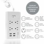 GR-8 Power Compact & Slim Travel Charging Station – International Power Adapter – Surge Protector – Power Strip with 4 Intelligent USB – Free Bonus Included