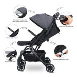 Wheelive Lightweight Baby Stroller, One Hand Easy Fold Compact Travel Stroller with Adjustable Backrest & Storage Basket, Sleep Shade – Infant Stroller for Airplane Travel and More
