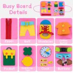 Busy Board, WETONG Montessori Toys Gifts for 1 2 3 4 Year Old Girls, Sensory Toys Learning Board Educational Toys for Kids Travel Toy Alphabet Animal Basic Skills Toy Learn to Dress Brain Up Toy(Pink)