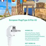 European Travel Plug Adapter,Alitayee European Plug Adapter with 3 Outlets 3USB Ports,European Cruise Power Strip for US to EU Spain France Germany Iceland Greece Egypt Travel(Type E/F) 2ft White