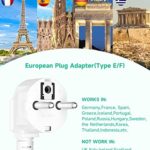 European Travel Plug Adapter,Alitayee US to Europe Plug Adapter with 3 Outlets 3 USB Ports,USB C European Power Strip with 3ft Wrapped Cord for EU Spain France Germany Iceland Greece Travel White