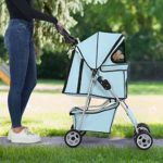 BestPet Pet Stroller Cat Dog Cage Stroller Travel Folding Carrier,Light Blue