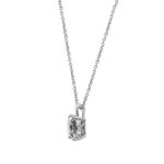 Amazon Collection Platinum-Plated Sterling Silver Princess-Cut Solitaire Pendant Necklace made with Infinite Elements Cubic Zirconia (8mm), 18″
