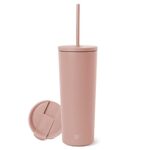 Simple Modern Insulated Tumbler Cup with Straw Lid and Flip Lid | Reusable Stainless Steel Water Bottle for Cold Brew Tea Iced Coffee Travel Mug | Classic Collection | 24oz | Mauve Me