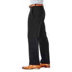 Haggar mens Cool 18 Stria Hidden Expandable Waistband Plain Front dress pants, Black, 32W x 30L US