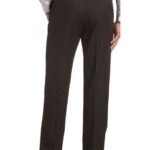 Haggar mens Cool 18 Stria Hidden Expandable Waistband Plain Front dress pants, Black, 36W x 32L US