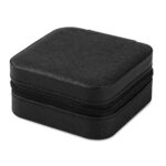 Portable Travel Mini Jewelry Box Leather Jewellery Ring Organizer Case Storage Gift Box Girls Women (black).