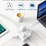 Power Strip Surge Protector with USB, 8 Widely Outlets 4 USB Ports 5Ft Extension Cord with Flat Plug, 3 Sided Wall Outlet Extender USB Desktop Charging Station for Home Office Travel Dorm, 900J