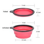 PetBonus 2-Pack Silicone Collapsible Dog Bowls, BPA Free Dishwasher Safe, Portable Foldable Expandable Travel Bowl, Food Water Feeding Cup Dish for Dogs Cats with 2 Carabiners (S, Blue, Pink)