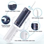 Portable Water Flosser – Water Picks for Teeth Cleaning with 5 Pressure Modes, Over 320ML Removable Water Tank, Type C Rechargeable Oral Irrigator with 5 Jet Tips, Waterproof Travel Case