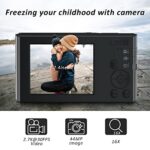 Digital Camera for Kids Girls and Boys – 2.7K 44MP Vlogging Camera Mini Camera Video Camera for Teens, Students, Aldult with 2.4″ LCD Screen, 16X Digital Zoom, 2 Rechargeable Batteries (Black)