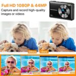 Digital Camera, FHD 1080P Digital Camera for Kids Video Camera with 32GB SD Card 16X Digital Zoom, Compact Point and Shoot Camera Portable Small Camera for Teens Students Boys Girls Seniors(Black)