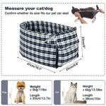 Cathpetic Dog Car Seat Pet seat – Travel Bags for Dogs Cats Portable Console Dog Car Seat Navy Plaid Washable Dog Cat Booster Seat on Car Armrest Included Safety Tethers Perfect Car Seat for Dogs Cats