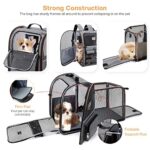 Lekebobor Large Cat Backpack Carrier Expandable Pet Carrier Backpack for Small Dogs Medium Cats Fit Up to 18 Lbs, Dog Backpack Carrier, Foldable Puppy Backpack Carrier for Travel, Hiking,Grey