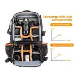 TARION Pro 2 Bags in 1 Camera Backpack Large with 15.6″ Laptop Compartment Waterproof Rain Cover Extra Large Travel Hiking Camera Backpack DSLR Bag
