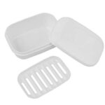 HOME&I Portable Plastic Bar Soap Case Holder Dish Container with Removable Drainer Soap Case Home Outdoor Hiking Camping Travel Bathroom Soap Dish Case (2 Pack/White)