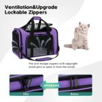 Cat Carrier for 2 Cats Airline Approved Dog Carrier, Zbrivier Soft Cat Carrier, Large Pet Carrier for Cat Travel Carrier, Durable Large Cat Carrier with Lockable Zippers and Fleece Pad- Large,Purple