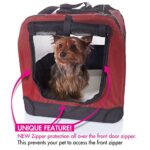 2PET Foldable Dog Crate – Soft, Easy to Fold & Carry Dog Crate for Indoor & Outdoor Use – Comfy Dog Home & Dog Travel Crate – Strong Steel Frame, Washable Fabric Cover, Frontal Zipper Medium Red