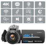Camcorders Video Camera 4K 56MP UHD Video Camera for YouTube with External Mic Video Camera Camcorder with 32G SD Card 2.4G Remote IR Night Vision, 18X Digital Zoom Camcorder WiFi