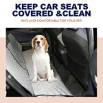 JTPAWS Back Car Seat Cover, Luxury Waterproof & Nonslip Back Seat Protector, Dog Car Seat Covers for Backseat w/ Medium Large Dogs Travel Accessories Pet Seat Belt for Cars, Trucks, SUVs (Gray+Black)