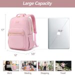 Pink School Laptop Backpack Women: BAGSWAN 15.6 inch Teacher Bookbag Business Computer Backpacks Purse Travel Work Anti-theft College Bags with USB Charging Port Light Back Pack Student