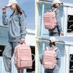 Travel Backpack for Women Girls 15.6 Inch Laptop Backpacks with USB Port Carry on Backpack Flight Approved Large School Bag College Bookbags Outdoor Sports Hiking Rucksack Casual Daypack (Pink)