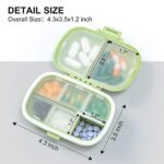 [4 Pack] Travel Pill Organizer Box with Storage Bag and Labels – 8 Compartments Moisture Proof Pill Case – Pill Container Holder for Daily Medicine Organize – Small Pill Boxes Suitable for Vitamin