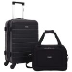 Wrangler Smart Luggage Set with Cup Holder and USB Port, Black, 2 Piece