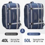 Maelstrom 40-50L Carry on Backpack,Travel Backpack for Men Women,17.3 Inch TSA Flight Approved Laptop Backpack with Hidden Shoe Bag, Expandable Large Computer Business Suitcase Backpacks-Blue