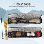 BeltGo Rolling Ski/Snowboard Bag with Wheels for Air Travel – Holds 2 Pairs of Skis (175cm)