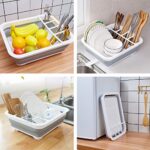 Collapsible Dish Drying Rack Portable Dinnerware Drainer Organizer for Kitchen RV Campers Travel Trailer Space Saving Kitchen Storage Tray