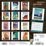 Vintage Travel Posters | 2023 12 x 24 Inch Monthly Square Wall Calendar | Foil Stamped Cover and Stickers | StarGifts | Art Railways Illustrations